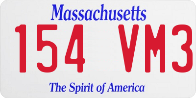 MA license plate 154VM3