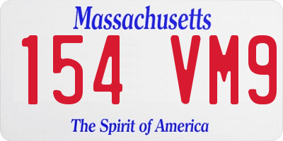 MA license plate 154VM9