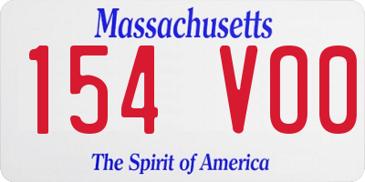 MA license plate 154VO0