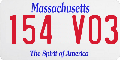 MA license plate 154VO3