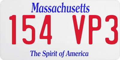 MA license plate 154VP3