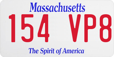 MA license plate 154VP8