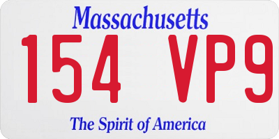 MA license plate 154VP9