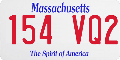 MA license plate 154VQ2