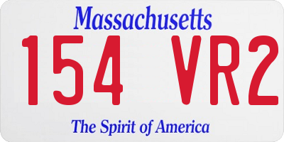 MA license plate 154VR2
