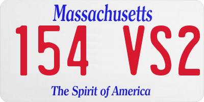 MA license plate 154VS2