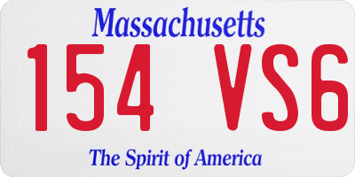 MA license plate 154VS6