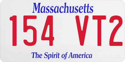 MA license plate 154VT2