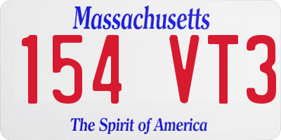 MA license plate 154VT3