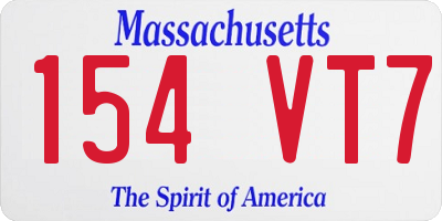 MA license plate 154VT7