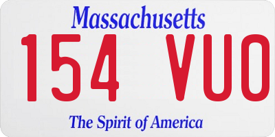 MA license plate 154VU0