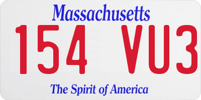 MA license plate 154VU3