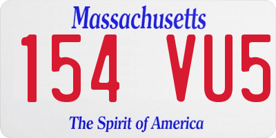 MA license plate 154VU5