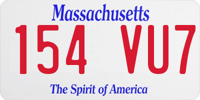 MA license plate 154VU7