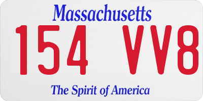 MA license plate 154VV8
