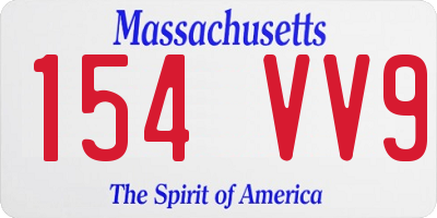 MA license plate 154VV9