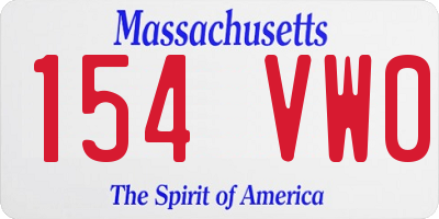MA license plate 154VW0