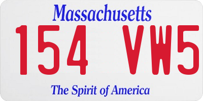 MA license plate 154VW5