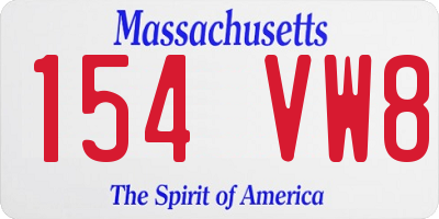 MA license plate 154VW8