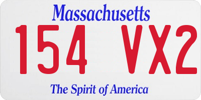 MA license plate 154VX2