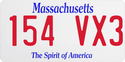 MA license plate 154VX3