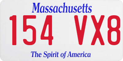 MA license plate 154VX8