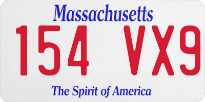 MA license plate 154VX9