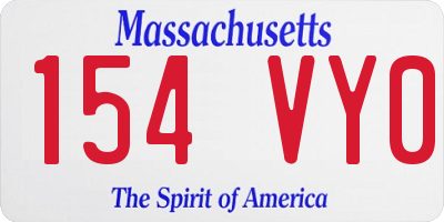 MA license plate 154VY0