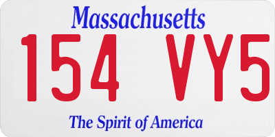 MA license plate 154VY5