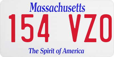 MA license plate 154VZ0