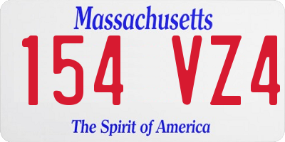 MA license plate 154VZ4