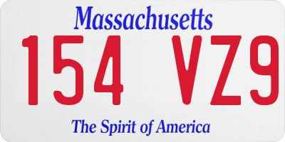MA license plate 154VZ9