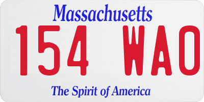 MA license plate 154WA0