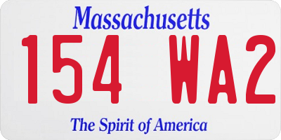 MA license plate 154WA2