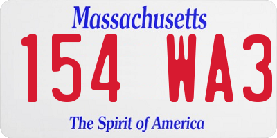 MA license plate 154WA3