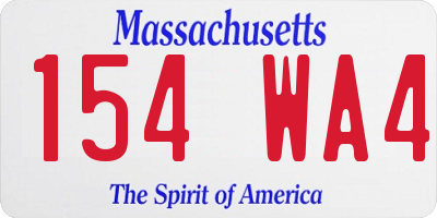 MA license plate 154WA4