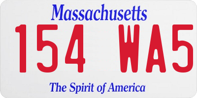 MA license plate 154WA5