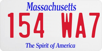 MA license plate 154WA7