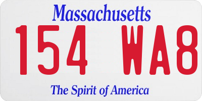 MA license plate 154WA8