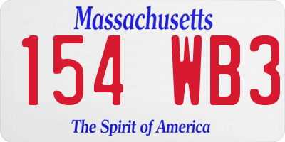 MA license plate 154WB3