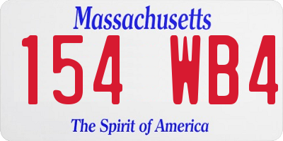 MA license plate 154WB4