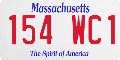MA license plate 154WC1