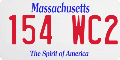 MA license plate 154WC2