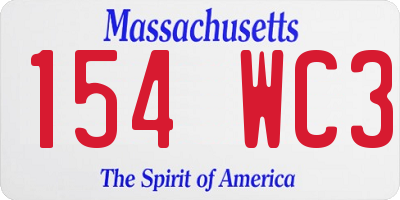 MA license plate 154WC3