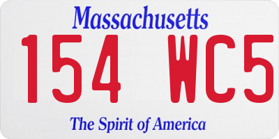 MA license plate 154WC5