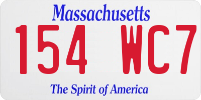 MA license plate 154WC7