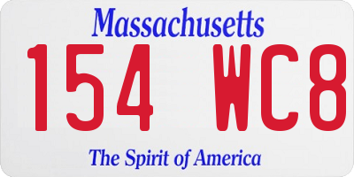 MA license plate 154WC8