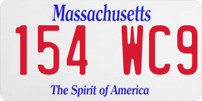 MA license plate 154WC9