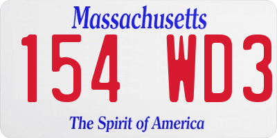 MA license plate 154WD3
