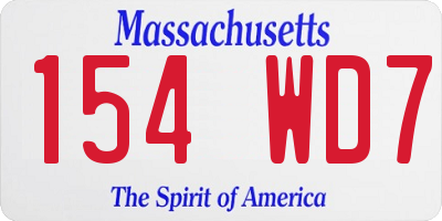MA license plate 154WD7